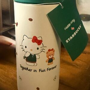 Starbucks Hello Kitty White Tumbler with Green Lid